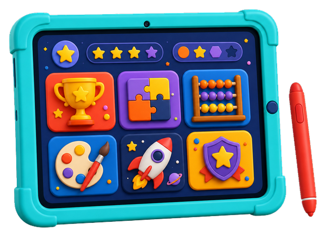 Tableta con actividades educativas gamificadas